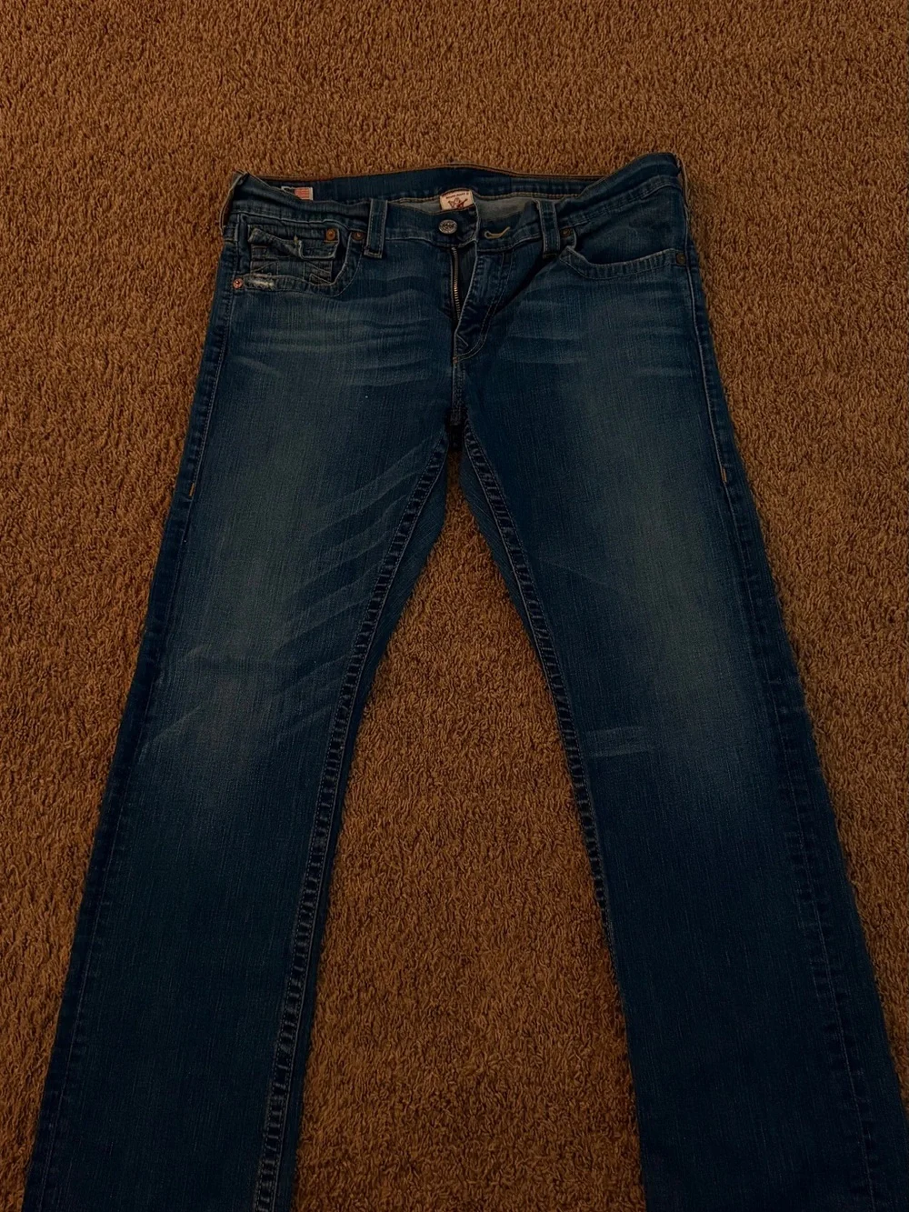 True Religion Men's Relaxed Dark Blue Jeans